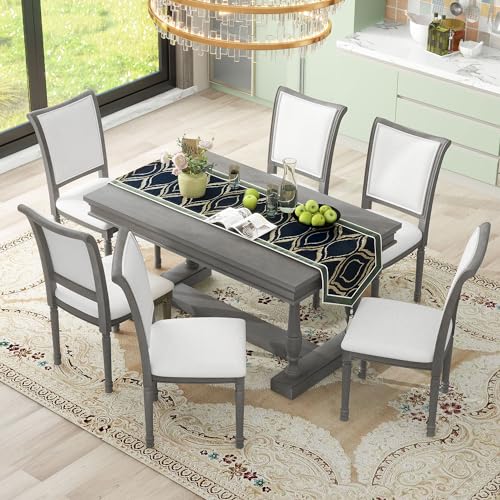 Contemporary 5 Piece Round Dining Table Set, Extendable Circle to Oval Wooden Tabletop with 14