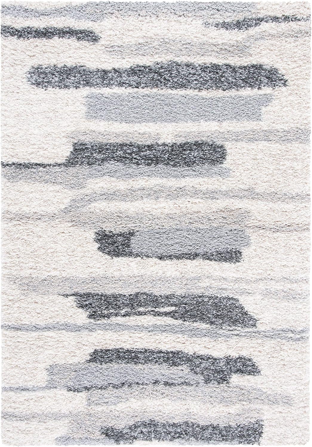 SAFAVIEH Fontana Shag Collection 8' x 10' Grey/Ivory FNT890F Modern Abstract 2-inch Thick Living Room Dining Bedroom Area Rug