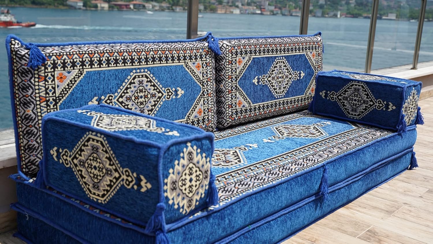 Premium Royal Blue Floor Sofa Set, Balcony Patio Sofas, Pallet Sofa, Ethnic Sofa, Moroccan Sofas, Sectional Sofas, Sofa Sleeper