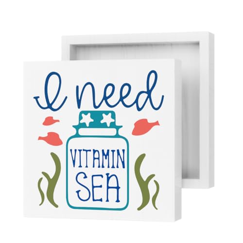 Summer Decor Summer Gifts Wood Box Signs Beach Coastal Decor Beach Gifts Beach Summer Decorations for Home Desk Decor for Women Men Wooden Box Signs for Table Shelf Office Bathroom Home Farmhouse