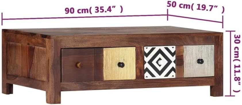 Rustic Solid Wood Coffee Table - Sheesham Wooden Living Room Furniture A Perfect Blend of Elegance and Durability-Brown