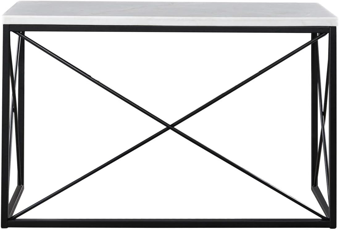 Steve Silver Skyler White Marble Top Rectangle Sofa Table