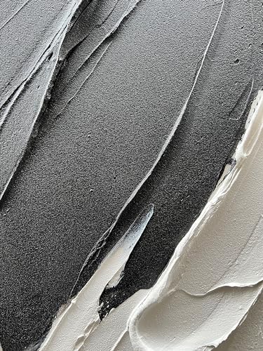NANKAI Art Hand-Painted Thick Texture Black and White Minimalist Oil Painting 24x48 Inches Large Office Corridor Living Room Wall Decorative Art Painting