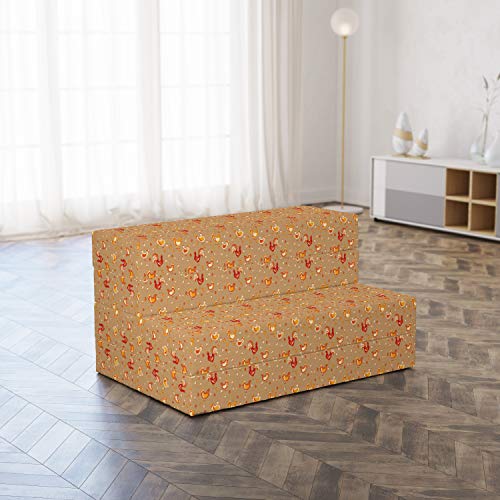 Ambesonne Hen and Chicks Foldable Mattress, Farm Family Animals, 74.8