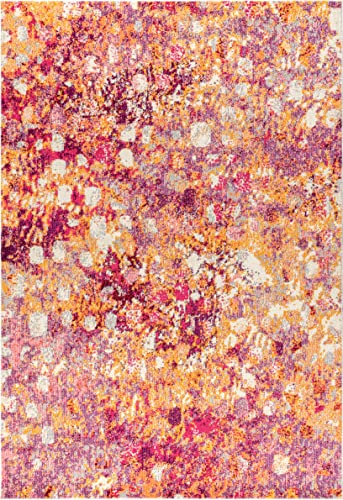 Eyely PTC108A-5 CONTEMPORARY POP Modern Abstract Indoor Area Rug Transitional;Bohemian;Vintage, Bedroom, Kitchen, Living Room, Easy-Cleaning, Non-Shedding, 5 X 8, Multi/Yellow