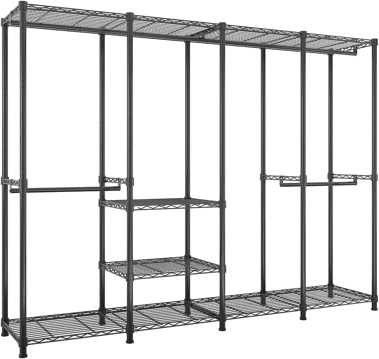 Heavy Duty Clothes Rack, Freestanding Closet Wardrobe, Portable Clothes Hanger Home Shelf Fabric Drawers Closet Metal Garment Rack 74.8