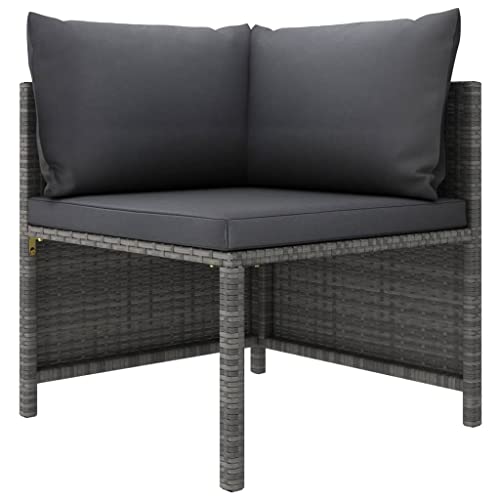 3 Piece Patio Lounge Set with Cushions Poly Rattan Gray,Durable and Stylish Outdoor Lounge Set with Gray PE Rattan and, Cushions Patio Furniture, Outdoor Sectional Sofa Units