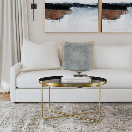 East at Main Indigo Road by Egypt Sherrod Jasmine Enamel Tray Top Coffee Table (Black)