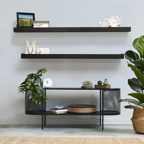InPlace Invisible Brackets Shelf with Edge - MDF Floating Shelves for Wall with EZ Anchors Included - Easy to Install Shelf for Office, Bathroom & Living Room - 8.5