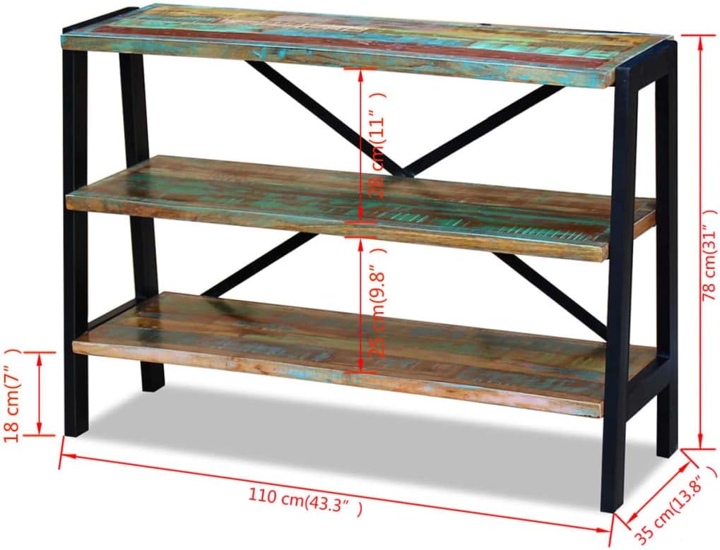 Sideboard 3 Shelves, Bathroom Cabinet Bedroom Dresser Kitchen Cabinet Night Stand Suitable for Office Entryway Bathroom Small Spaces, Solid Reclaimed Wood