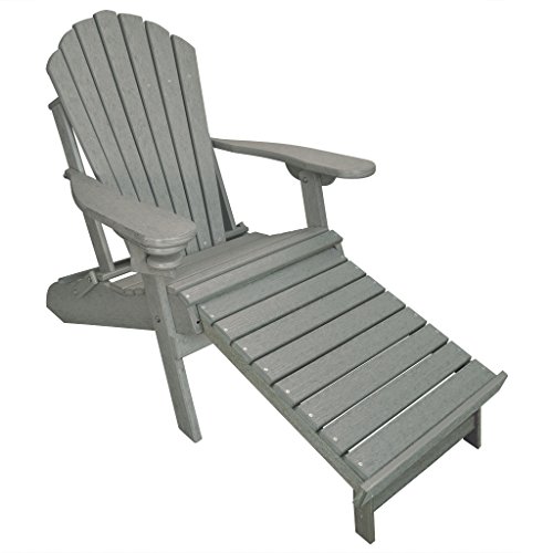 Outer Banks Deluxe Oversized Poly Lumber Folding Adirondack Chair with Integrated Footrest (Bright Red) …