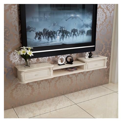 TV Stand Modern Wall Mounted TV Console Cabinet Media Console, Floating Contemporary Entertainment Center with Drawers and Open Storage Shelf, for Living Room TV Cabinet(White,180*22*26cm)