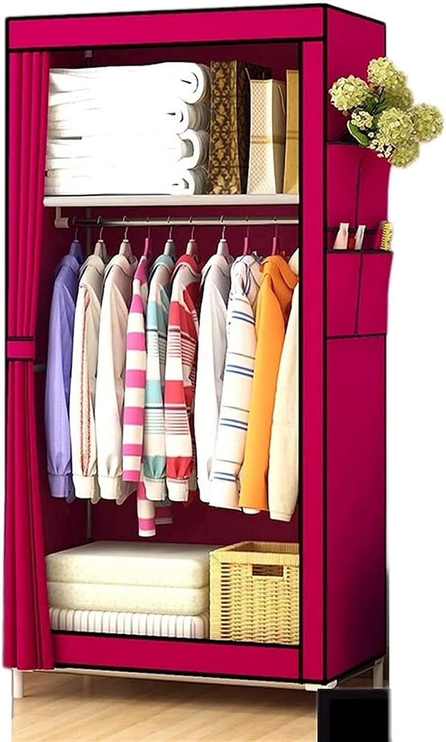 Portable Closets Cloth WardrobePortable Wardrobe Cloth Wardrobe Wardrobe Bedroom Cloth Single Simple Assembly Small Dormitory Dormitory Room Student Home Storage Storage Curtain Closet,B Portable Clot