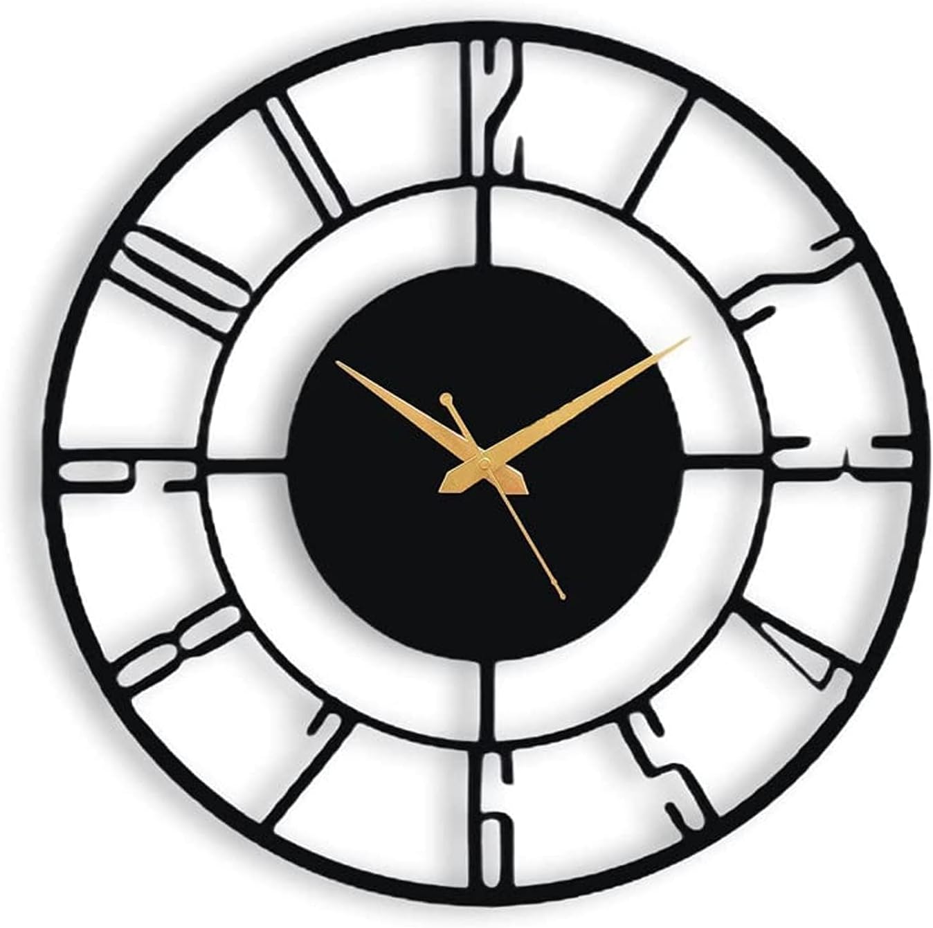 Auromin Designer Stylish Metal Wall Clock for Living Room, Bedroom, Office, Kitchen, Home and Hall, Antique Big Size Modern Wall Watch for Home Decor (Style 1, 40 cm)