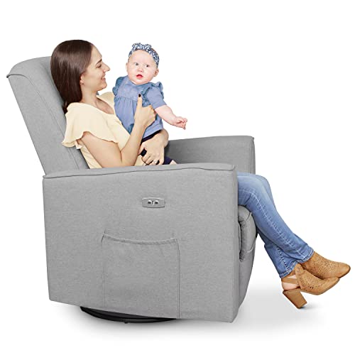 Evolur Harlow Deluxe Upholstered Plush Seating Glider Swivel, Power Recliner with USB Port + Frida Baby Medi Frida The Accu-Dose Pacifier Baby Medicine Dispenser