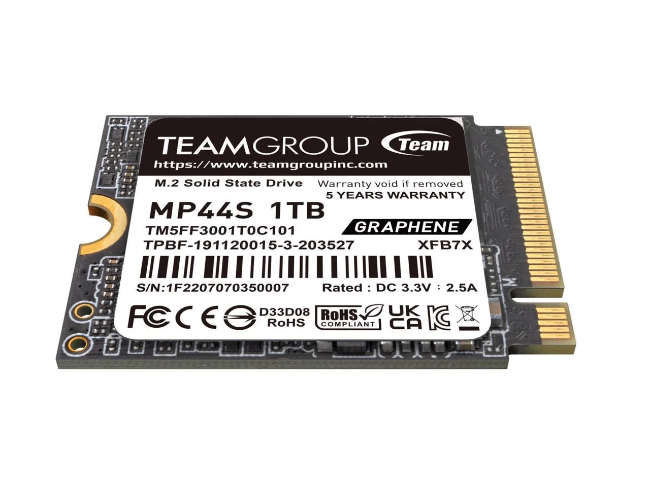 Team Group MP44S 1TB Internal SSD, M.2 2230, PCIe 4.0 x4, NVMe, STEAM Deck Compatible TM5FF3001T0C101