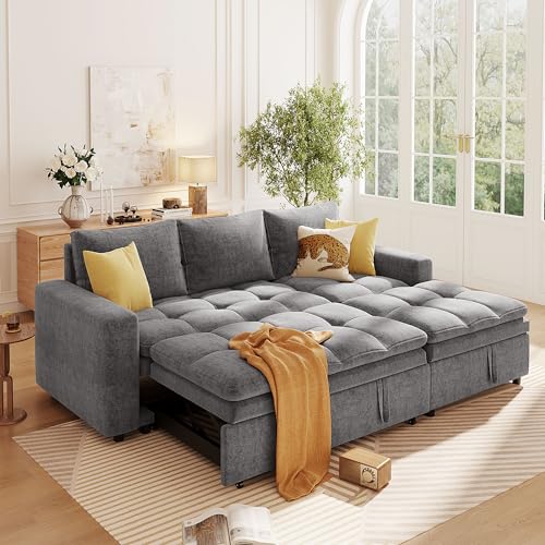 Soft Upholstered Sectional Sofa Bed with Storage Space, Sectional couches for Living Room L Shaped Couch Lounge Couch Furniture Sets for Living Room Small Space Apartment (Gray)