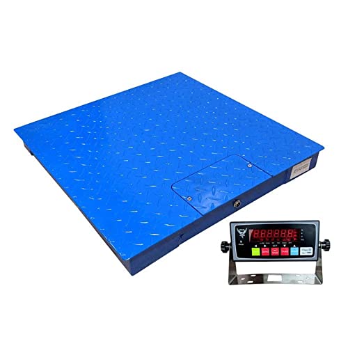 PEC Tools FS Series Professional Grade Steel Floor Scale - Heavy-Duty Pallet Scale and Shipping Scale for Industrial Use - Weighing Scale for Packages Up to 10000x1lb - 48x48