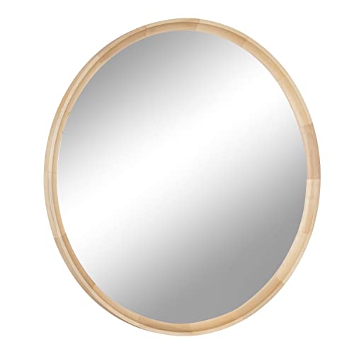 Kate and Laurel Hatherleigh Modern Farmhouse Round Wooden Wall Mirror, 30 Inch Diameter, Rustic Brown, Decorative Wood Circle Mirror for Use in Bathroom, Entryway, or Bedroom