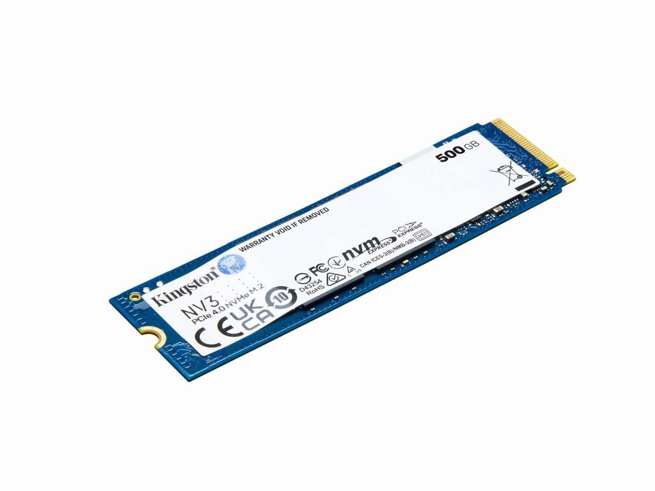 Kingston NV3 M.2 2280 500GB PCIe 4.0 x4 NVMe Internal Solid State Drive (SSD) SNV3S/500G up to Up to 6000 MB/s