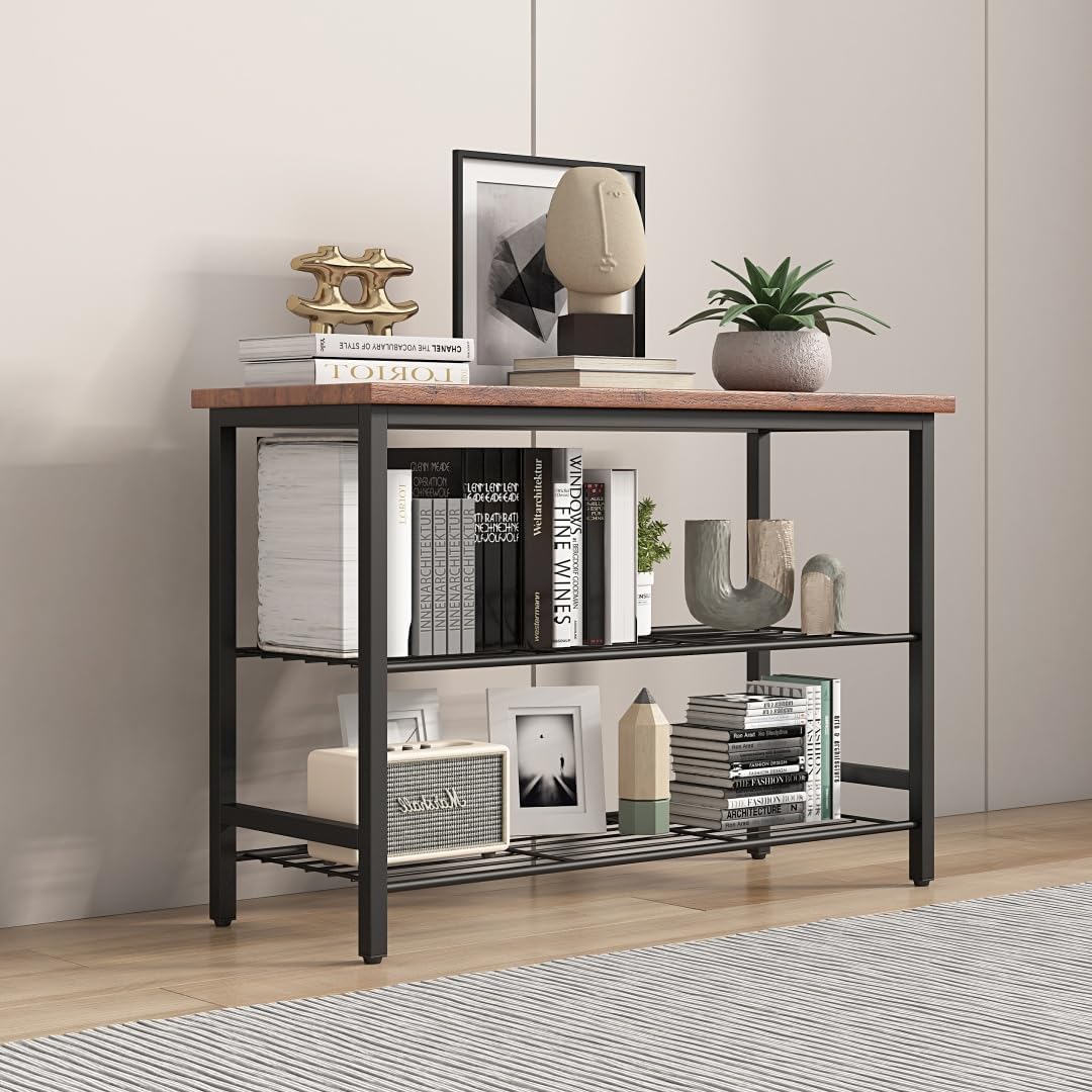 Metal Shoe Rack Shoe Storage Shelf Shoe Stand,Shoe Bench with MDF Top Board Industrial Entryway Bench with Storage Shelves Freestanding Storage Shelf for Bedroom Closet Entryway (3Tie)