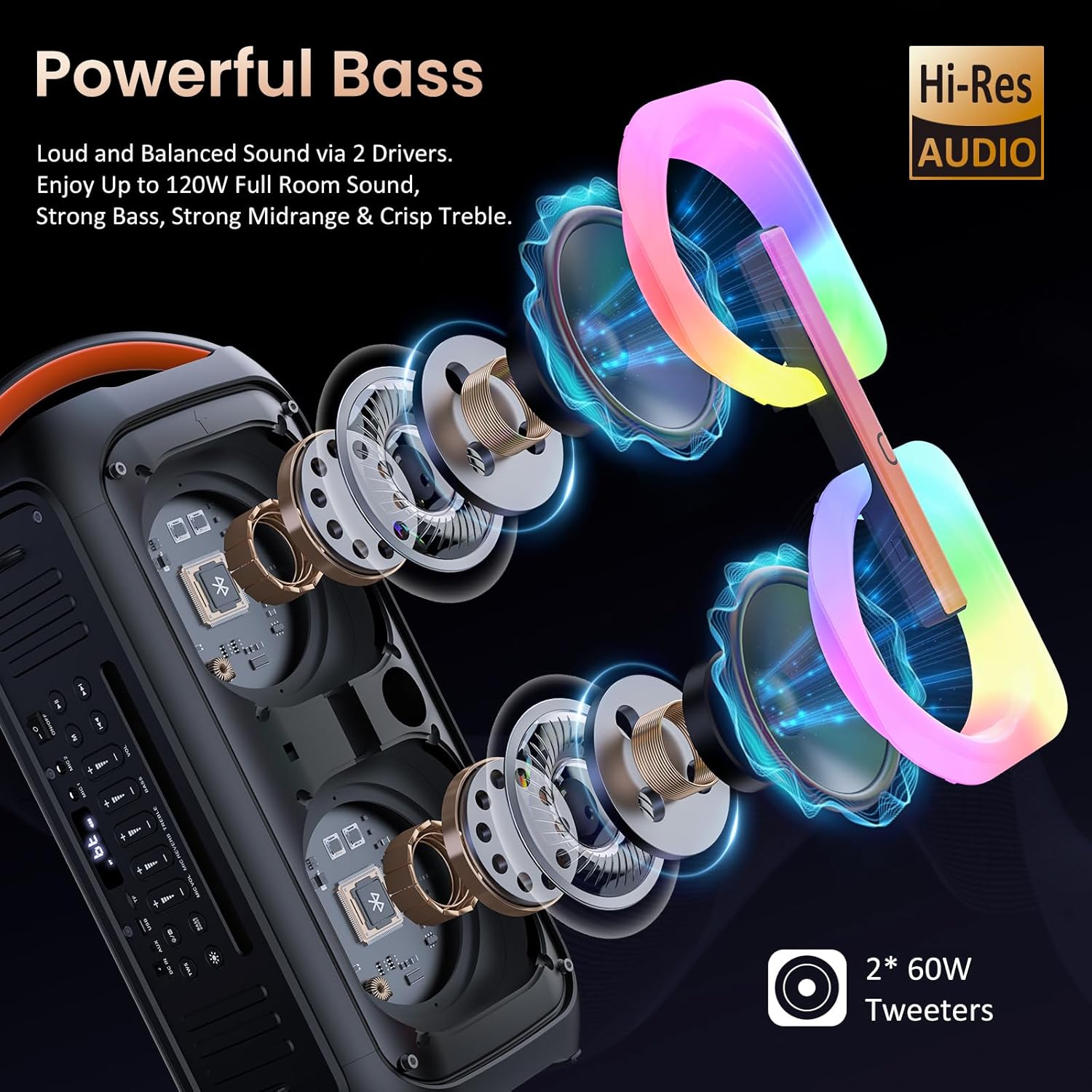 T11-T Karaoke Machine with 2 Microphones, Large Bluetooth Karaoke Speaker for Adults and Kids, Party Speaker w/Dual 6.5