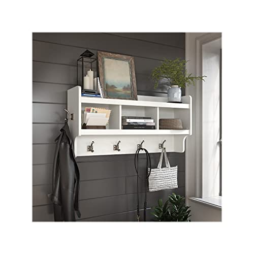 kathy ireland Home by Bush WDH340WAS-03 Wall Coat Rack, White Ash, Engineered Wood