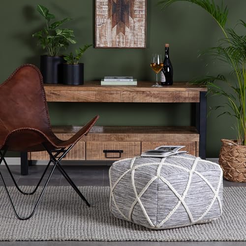 Anji Mountain 100% Handmade & Handcrafted Comfortable Home Décor Pouf Ottoman Footrest for Living Room, Bedroom, Nursery, Kidsroom, Patio Furniture - (22