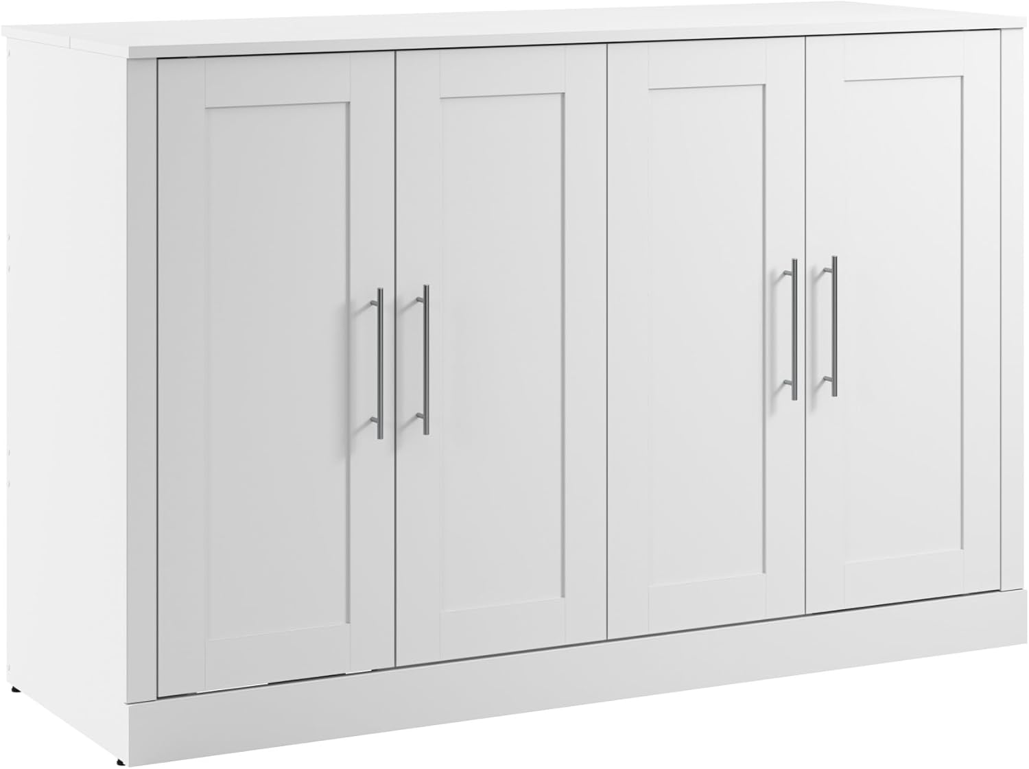 Bestar Pur 69W Murphy Cabinet Bed with Mattress, Space-Saving Sleeping Arrangement for Multipurpose Guest Room or Home Office, Full, White