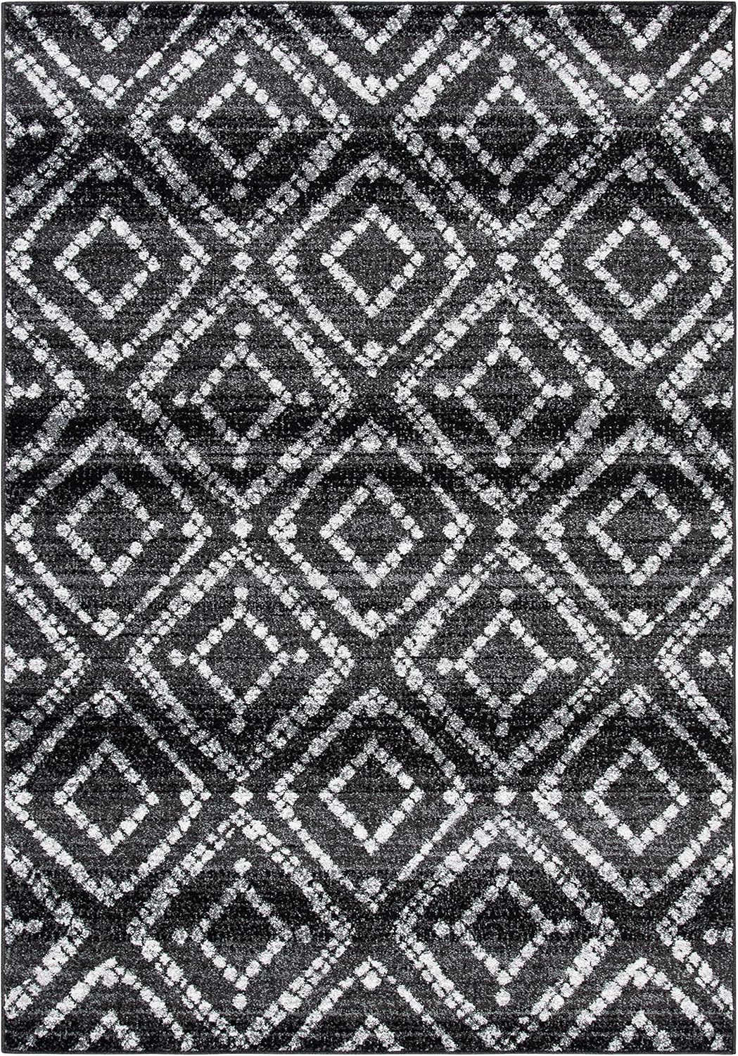 SAFAVIEH Adirondack Collection Accent Rug - 4' x 6', Black & Ivory, Modern Distressed Design, Non-Shedding & Easy Care, Ideal for High Traffic Areas in Entryway, Living Room, Bedroom (ADR131A)