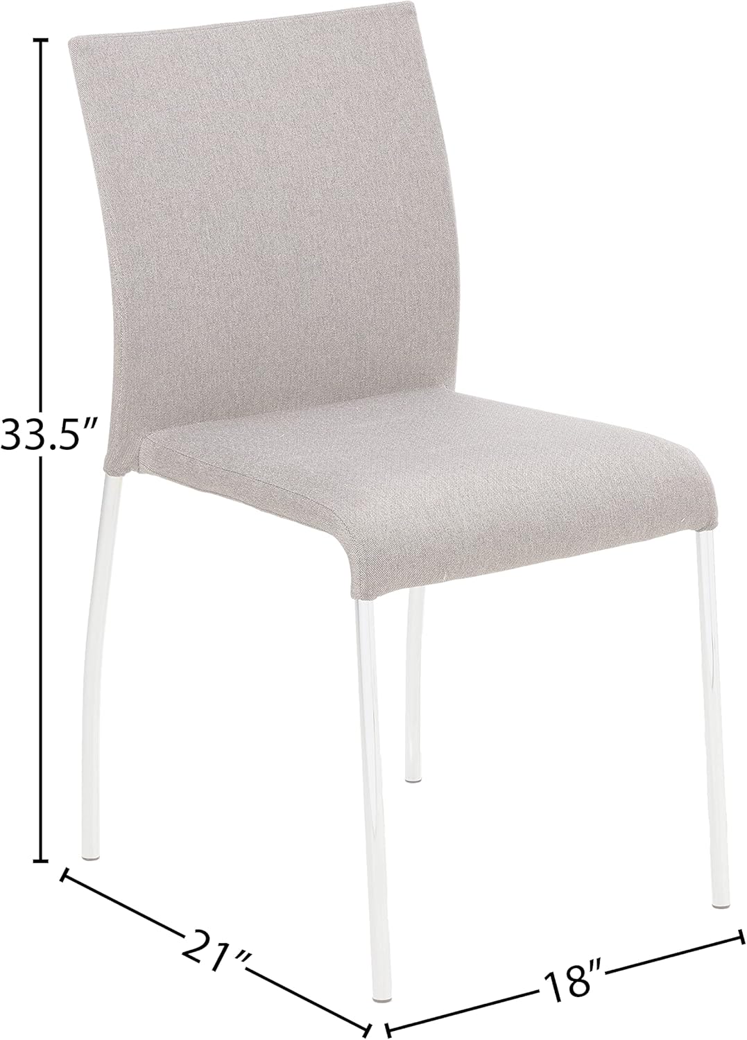 OSP Home Furnishings Conway Upholstered Stacking Chair with Chrome Legs, 4-pack, Smoke