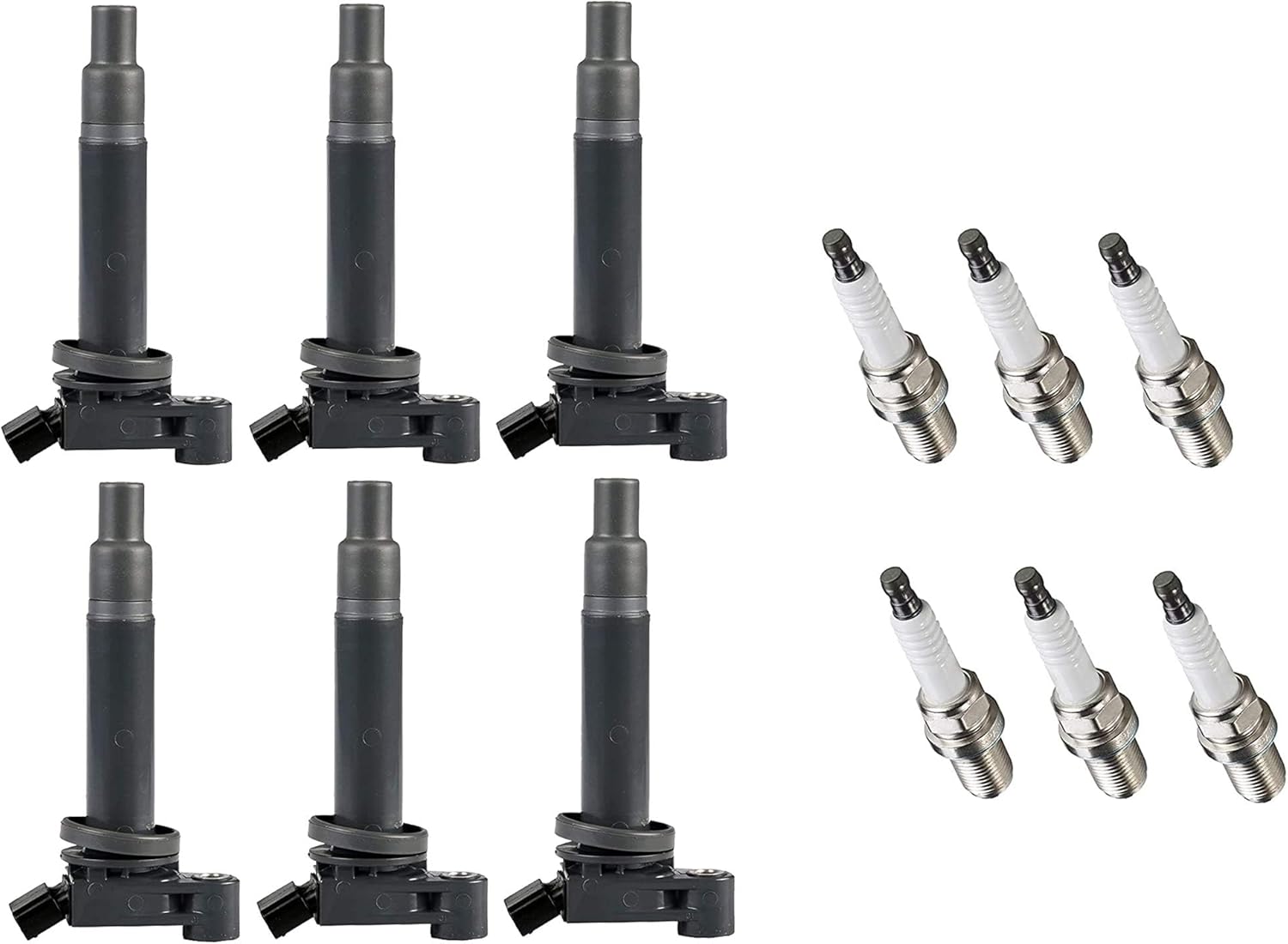 ENA Pack of 6 UF267 Ignition Coil 4504 Spark Plug 3.0 3.3 V6 1999 2000 2001 2002 2003 2004 2005 2006 2007 2008 Compatible with Lexus Toyota Avalon Camry Highlander Sienna Solara ES300 RX300 ES RX 300