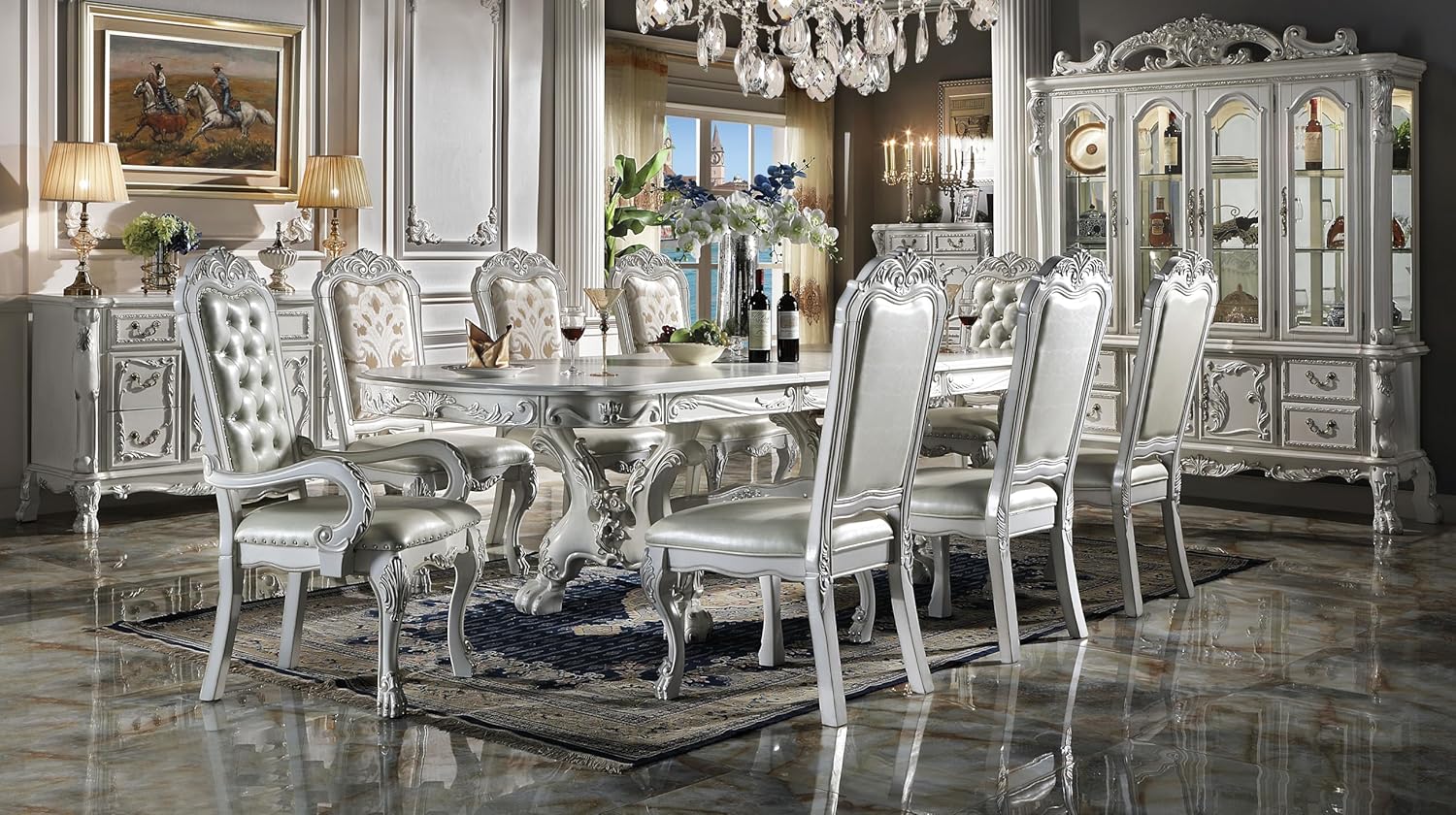 Acme Dresden 4-Drawers Wooden Frame Hutch and Buffet in Bone White