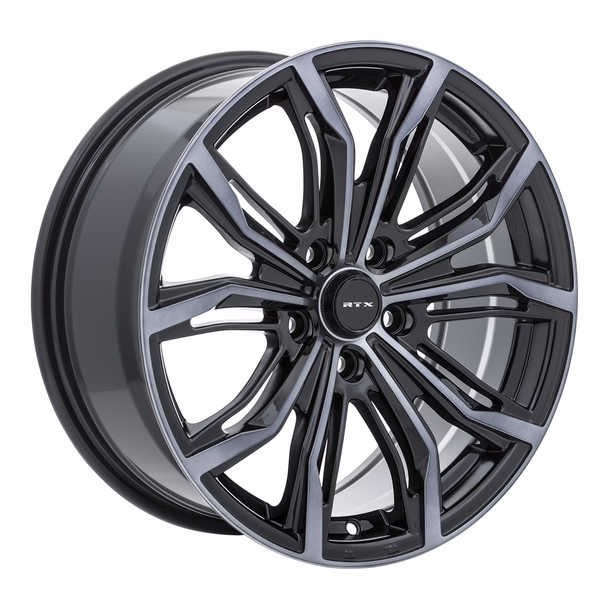 17x7.5 RTX Black Widow Black Machined Grey Wheel 5x4.5 (42mm)