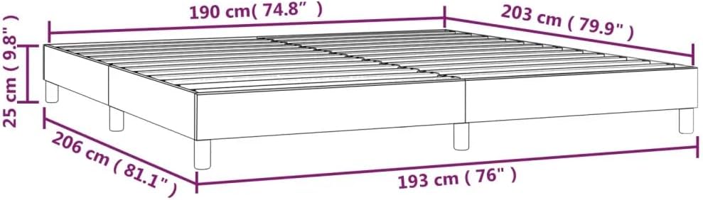 vidaXL King Size Box Spring Bed Frame - Modern Faux Leather in Black - Durable Engineered Wood and Plywood Construction - Fits 76