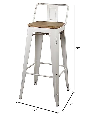 GIA 30-Inch Low Back Stool with Wooden Seat, Antique Black/Dark Wood, 2-Pack