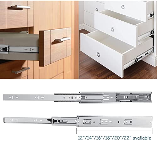 Gobrico Drawer Slides Furniture Hardware 22-inch 100 lb. Hydraulic Soft Close Full Extension Ball Bearing Runners 3Folds 2Pair