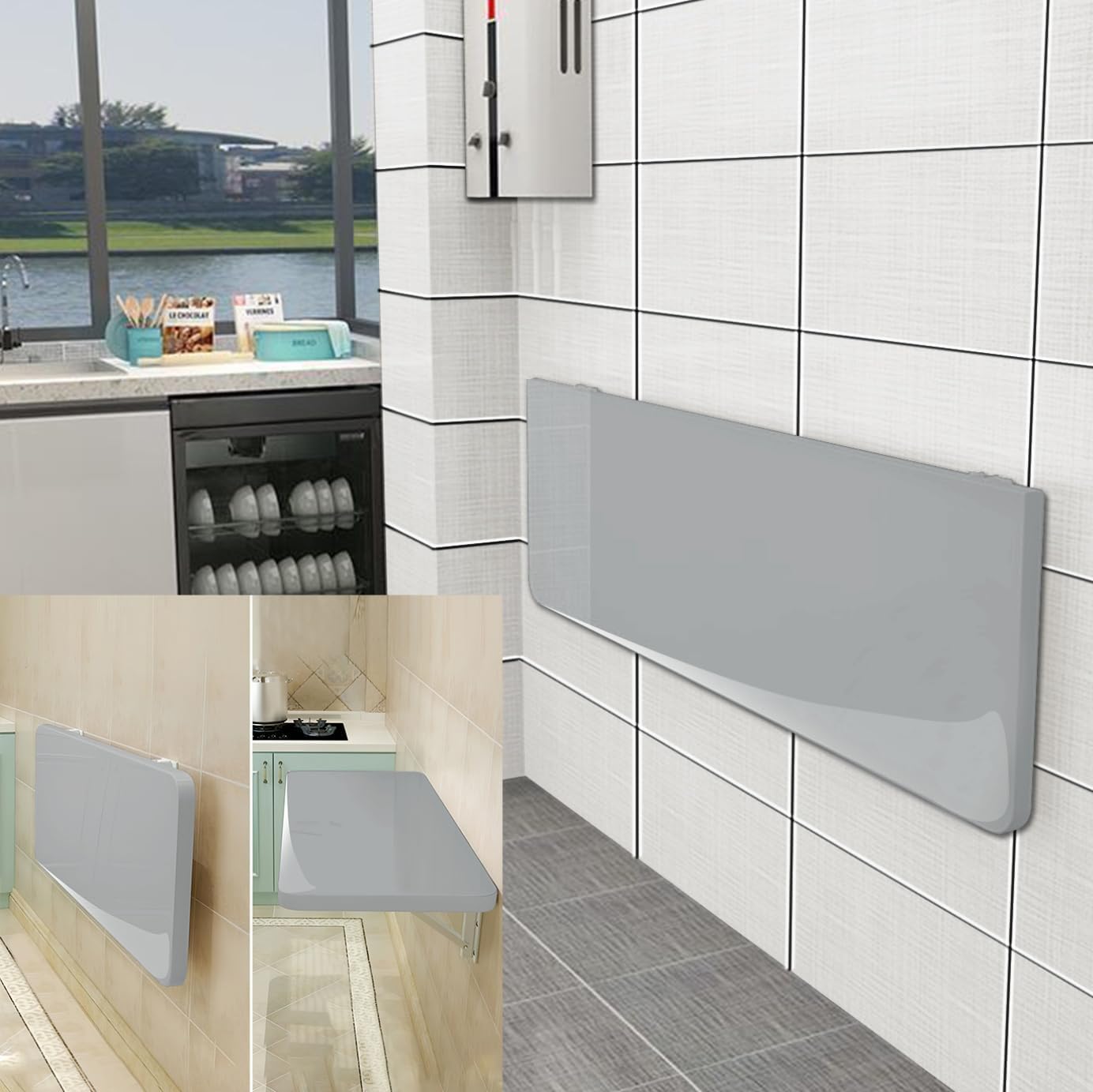 Wall Mounted Table Folding Table Drop Leaf Wall Desk Foldable Hanging Workbench Save Space Stable Wall Wooden Table（40cm*30cm）