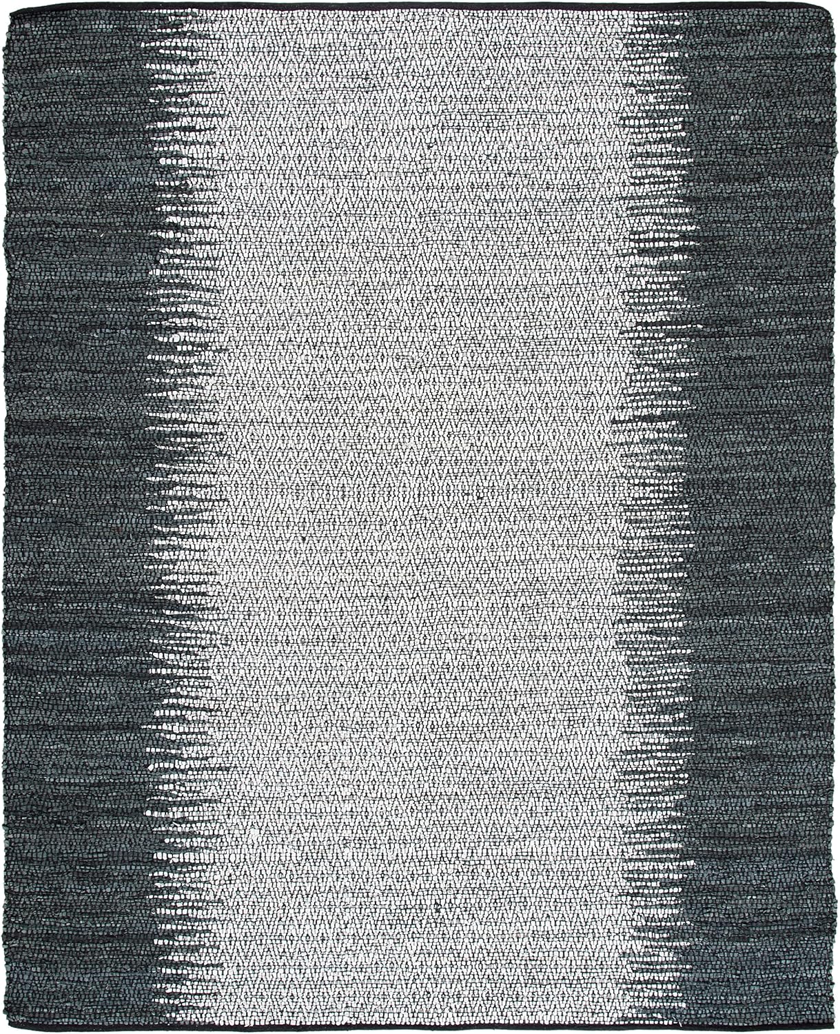 SAFAVIEH Vintage Leather Collection Area Rug - 9' x 12', Grey & Cream, Handmade Leather, Ideal for High Traffic Areas in Living Room, Bedroom (VTL101A)