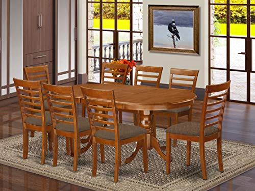 East West Furniture PLML7-SBR-C 7 Piece Modern Set Consist of an Oval Wooden Table with Butterfly Leaf and 6 Linen Fabric Kitchen Dining Chairs, 42x78 Inch