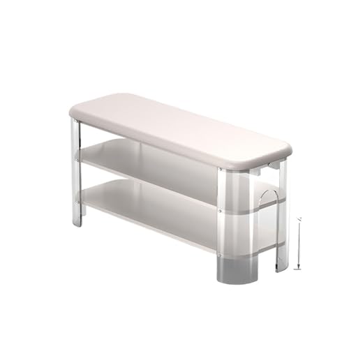 Shoe Bench Acrylic Shoe Bench, Solid Wooden Entrance Shoe Bench, Shoe Rack Bench with Organizer Shelf for Hallway, Bedroom, Living Room Shoe Bench with Seat(Black,100 * 30 * 44cm)