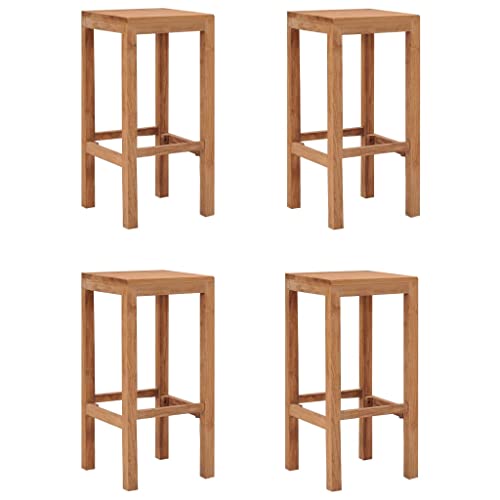 Bar Stools, Bar Chairs Bar Stools for Kitchen Island Conversation Set Breakfast Bar Stools Suitable for Café Garden Bistro Kitchen 4 pcs Solid Wood Teak