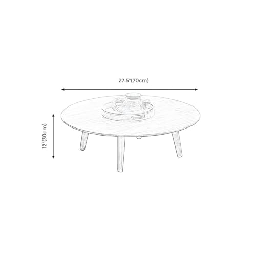 KWOKING Round Wood Coffee Table Scandinavian 4 Legs Natural Cocktail Table Japanese Table Learning Bamboo Wood Tatami Small Table Sitting Low Table Small Coffee Table Natural 24