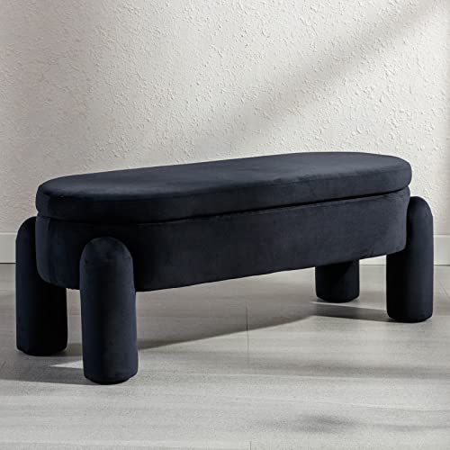 DUOMAY Storage Ottoman Bench, Velvet Upholstered Fabric Storage Bench End of Bed Stool for Bedroom Living Room Entryway, 44.75