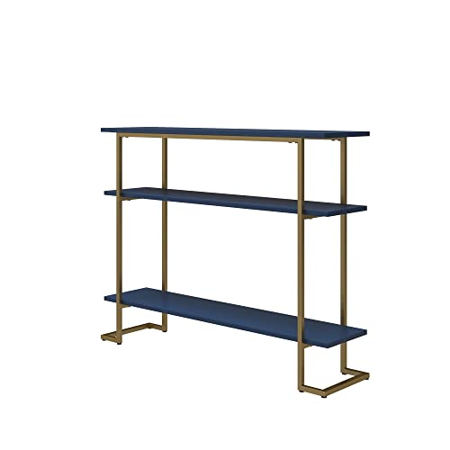 REALROOMS Olten Console Sofa Table with 3 Open Shelves and Metal Frame