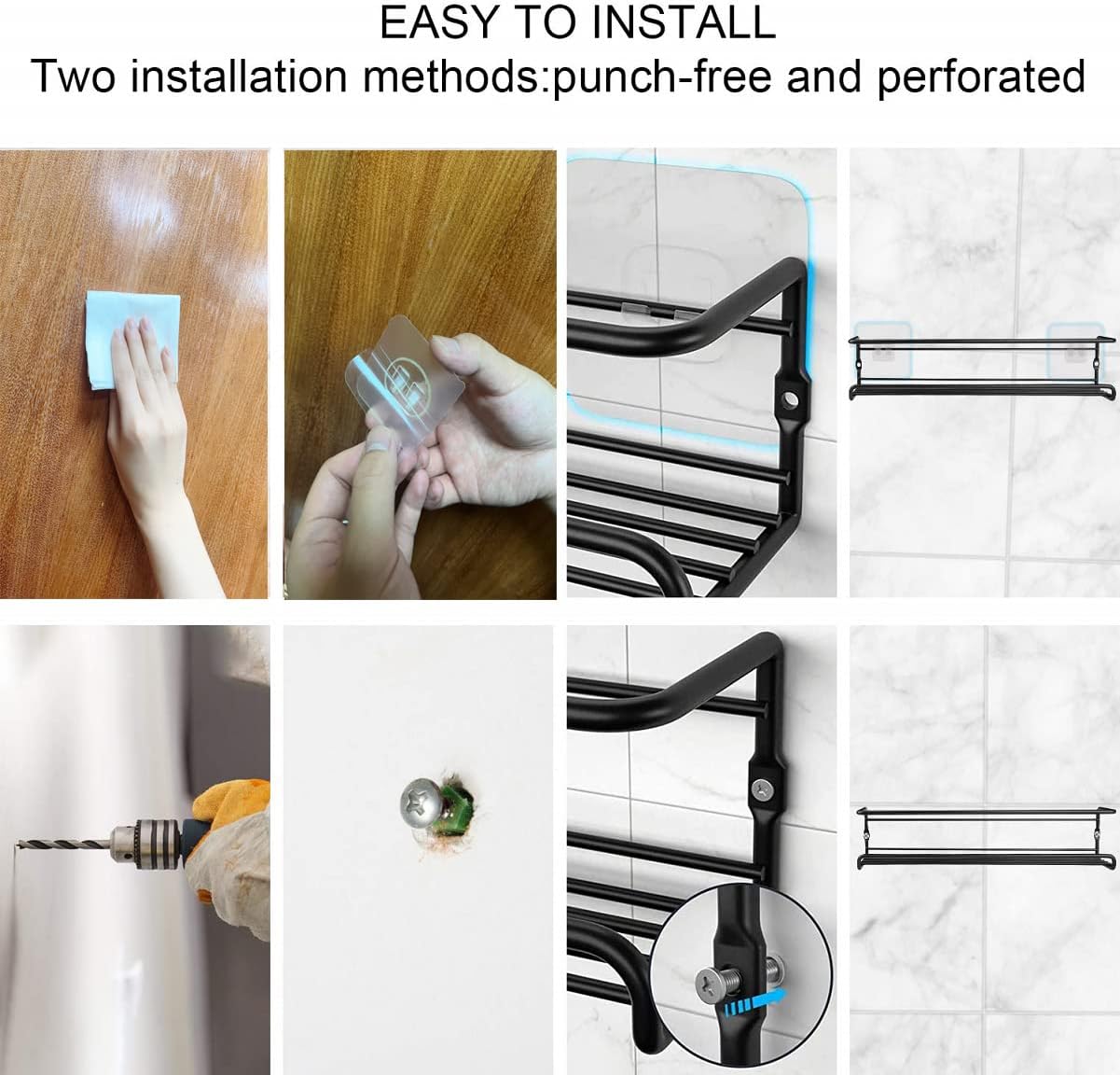 4Pcs Spice Rack Wall Mount Space Upgrade of Bolded Saving Spice Organizer for Spice Jars and Seasonings,Screw or Adhesive Hanging Spice Shelf Rack Organizer for Kitchen Cabinet Pantry Door