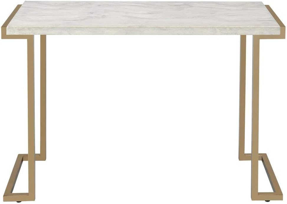 Boice II Sofa Table in Faux Marble & Champagne 82873