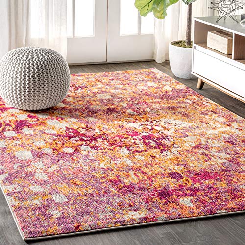 Eyely PTC108A-5 CONTEMPORARY POP Modern Abstract Indoor Area Rug Transitional;Bohemian;Vintage, Bedroom, Kitchen, Living Room, Easy-Cleaning, Non-Shedding, 5 X 8, Multi/Yellow