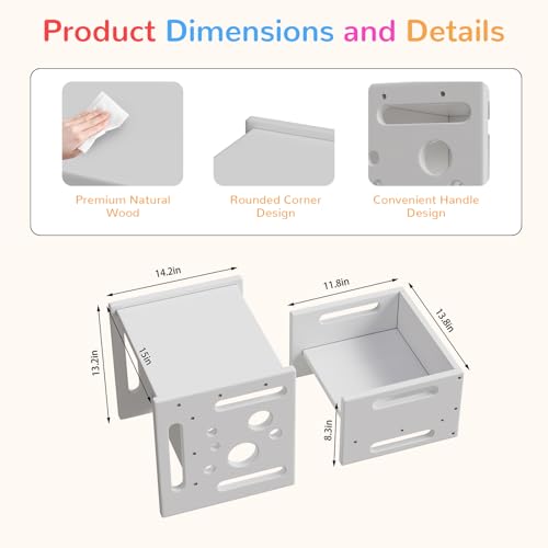 PAKASEPT Montessori Weaning Table and Chair Set, Desk for Toddler Reading, Kids Table and Chair Set, Cube Kids Table Chair, Furniture Birthday Gift Learning Eating Table for Children (White)