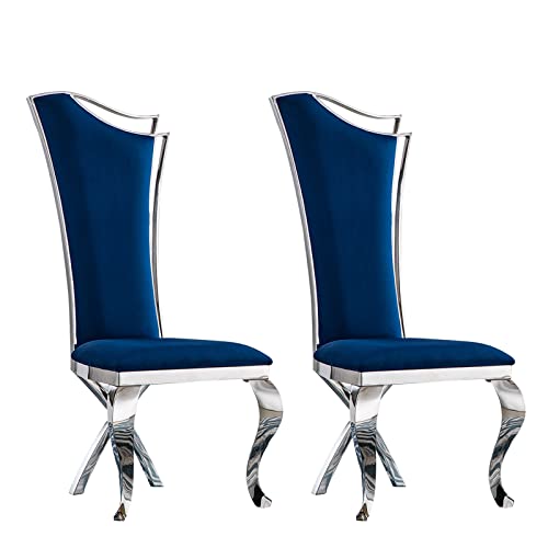 SSLine Modern Luxury Dining Chairs Set of 6 Black Leather Kitchen Dining Room Chair with Silver Mirrored Stainless Steel Legs High-End Upholstered Chairs for Living Room Meeting Room